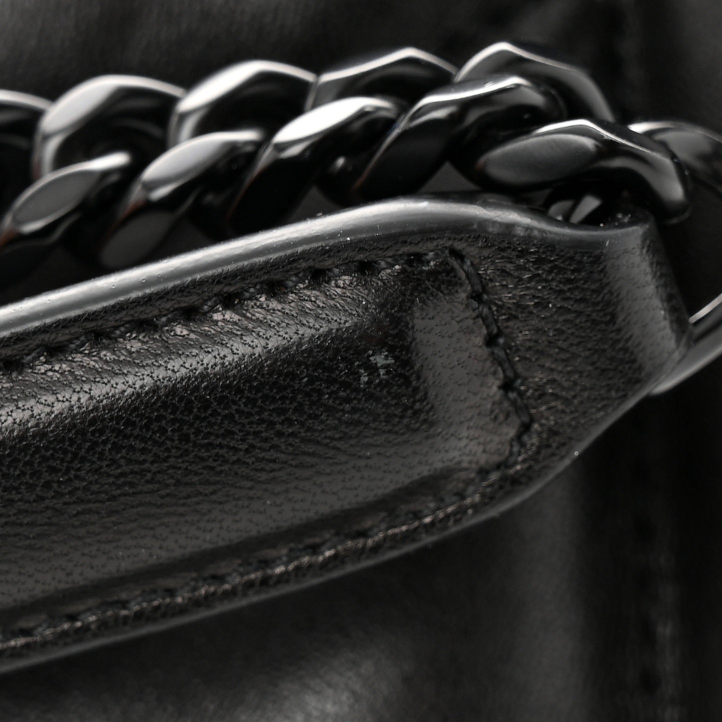 Lambskin Quilted Monogram Monochrome Medium Loulou Puffer Chain Satchel Black
