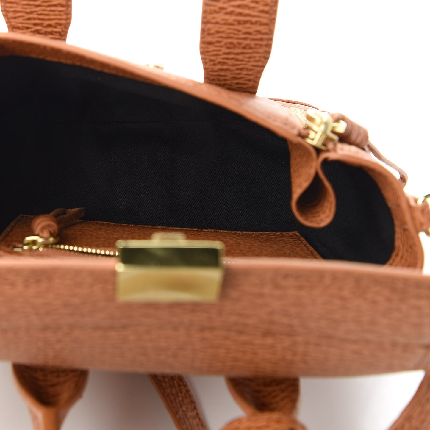 Shark Embossed Textured Calfskin Mini Pashli Satchel Caramel Cognac