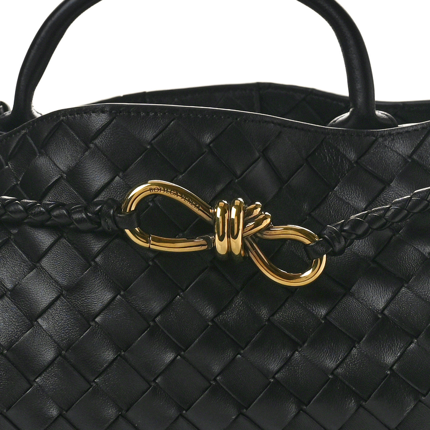 Nappa Intrecciato Small East West Andiamo Shoulder Bag Black