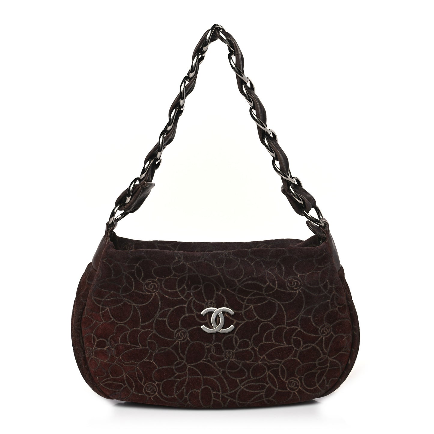 Suede Camellia Shoulder Bag Brown