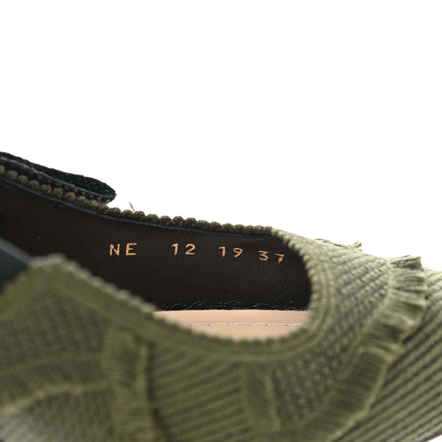 Canvas Ribbon Camouflage Embroidered J'Adior Slingback 65mm Pumps 37 Green