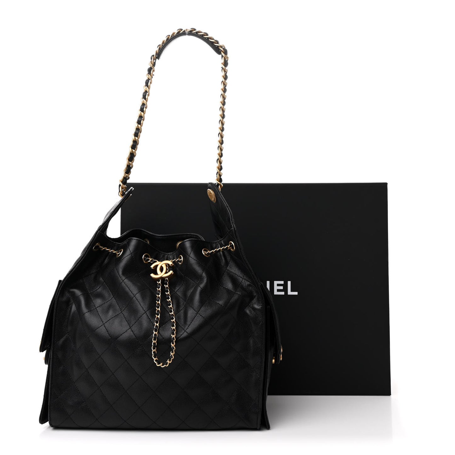 Caviar Quilted Medium Chanel 25 Handbag Black