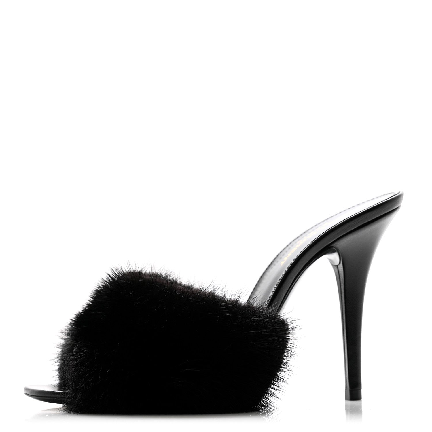 Saint Laurent Mink Calfskin Roy Mule Sandals 39 Black 2 of 19