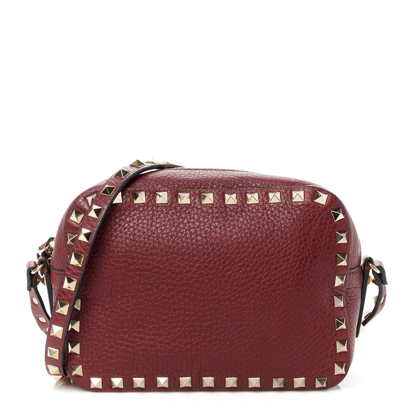 Calfskin Rockstud Camera Crossbody Bag Burgundy