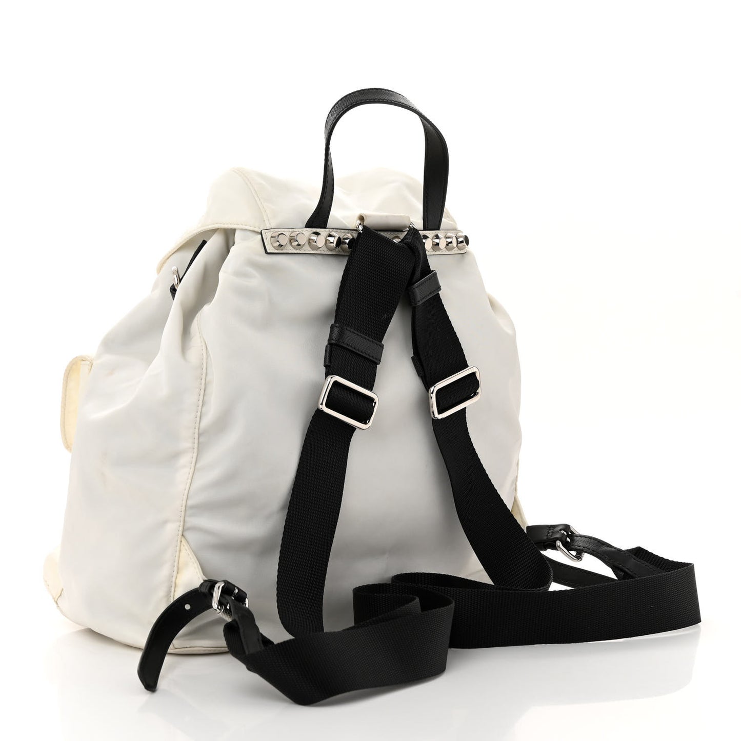 Nylon New Vela Studded Backpack White Fuoco