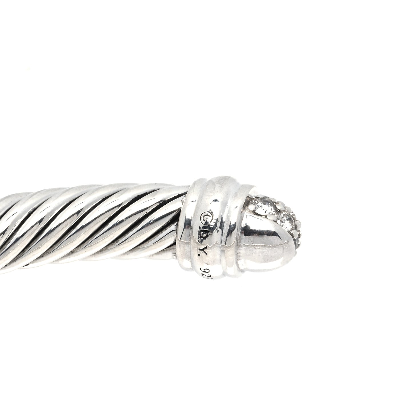 Sterling Silver Pave Diamond 5mm Cable Classics Bracelet