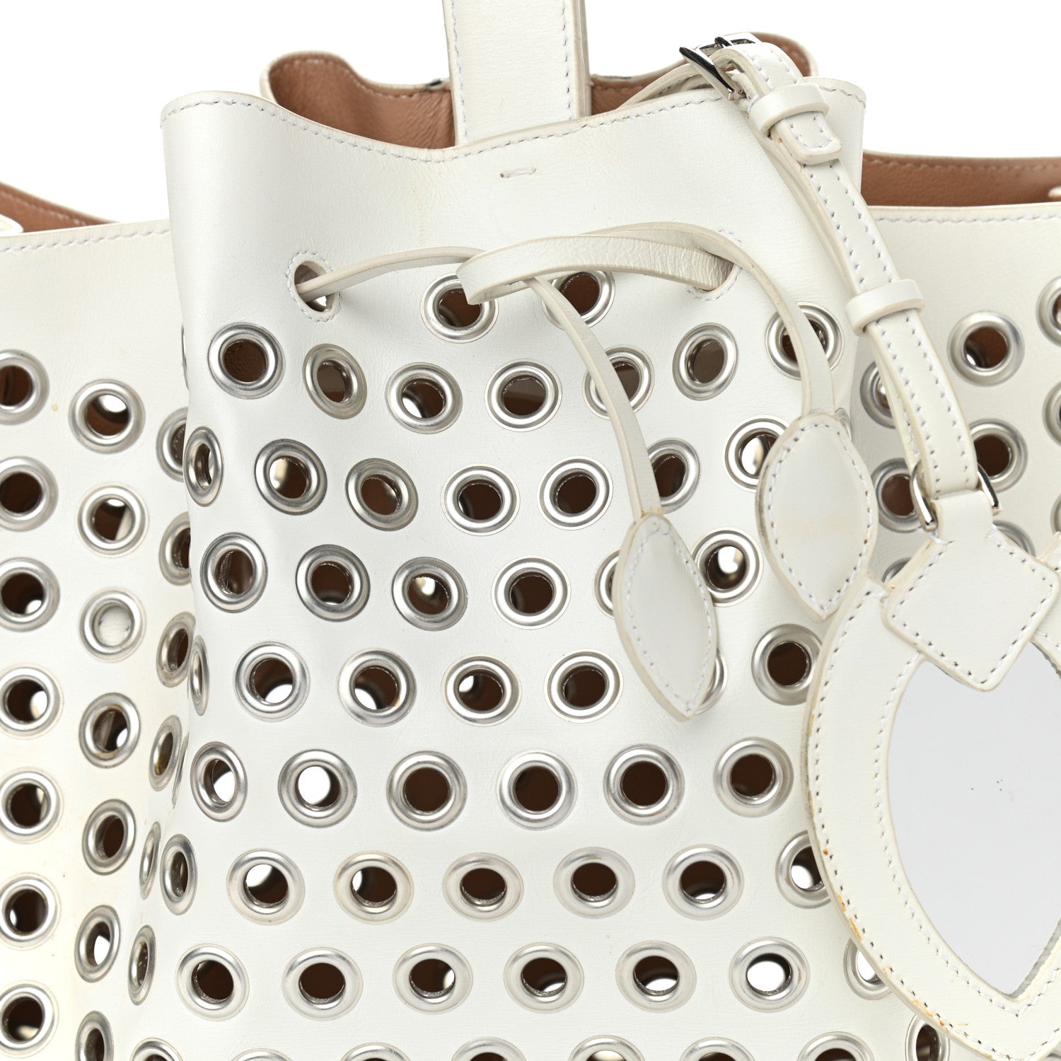 Alaia Calfskin Grommet Rose-Marie 28 Bag White 13 of 14