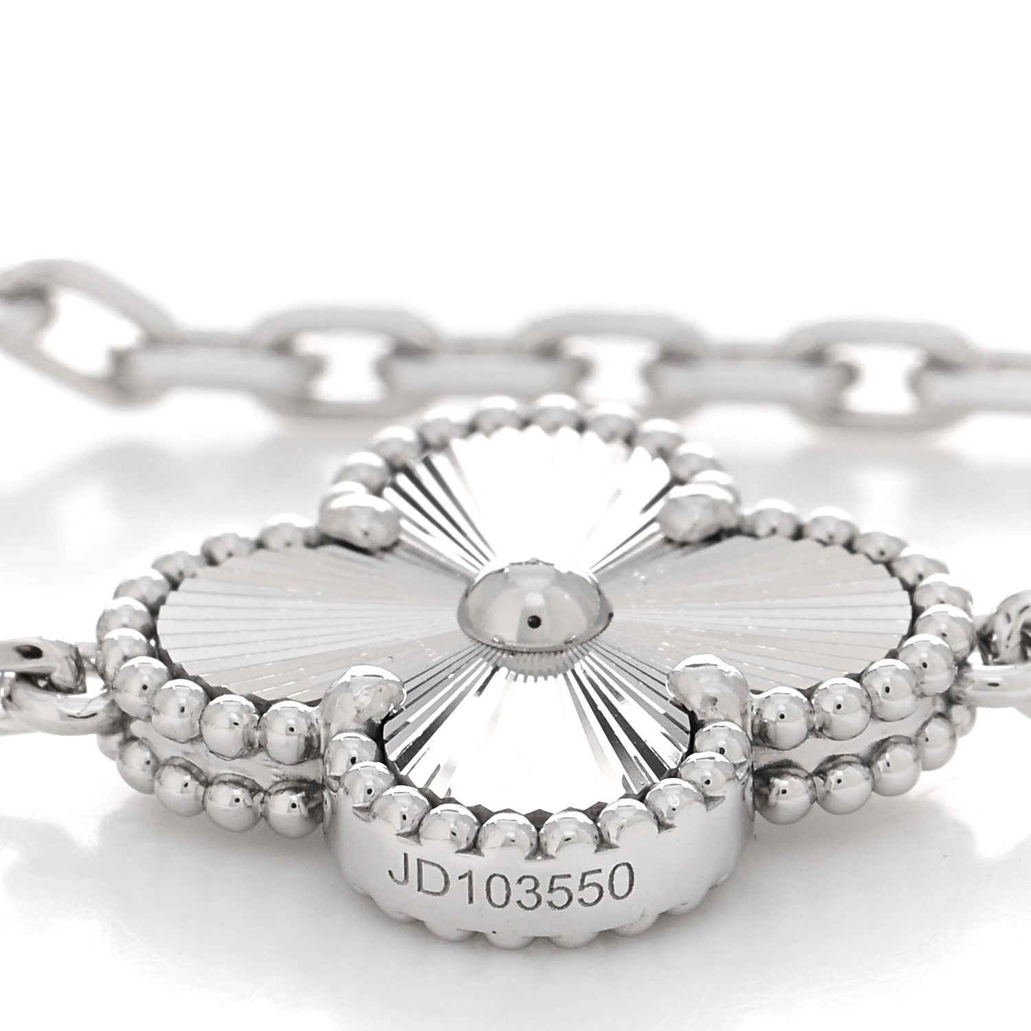Van Cleef & Arpels 18K White Gold 5 Motifs Guilloche Vintage Alhambra Bracelet 4 of 4