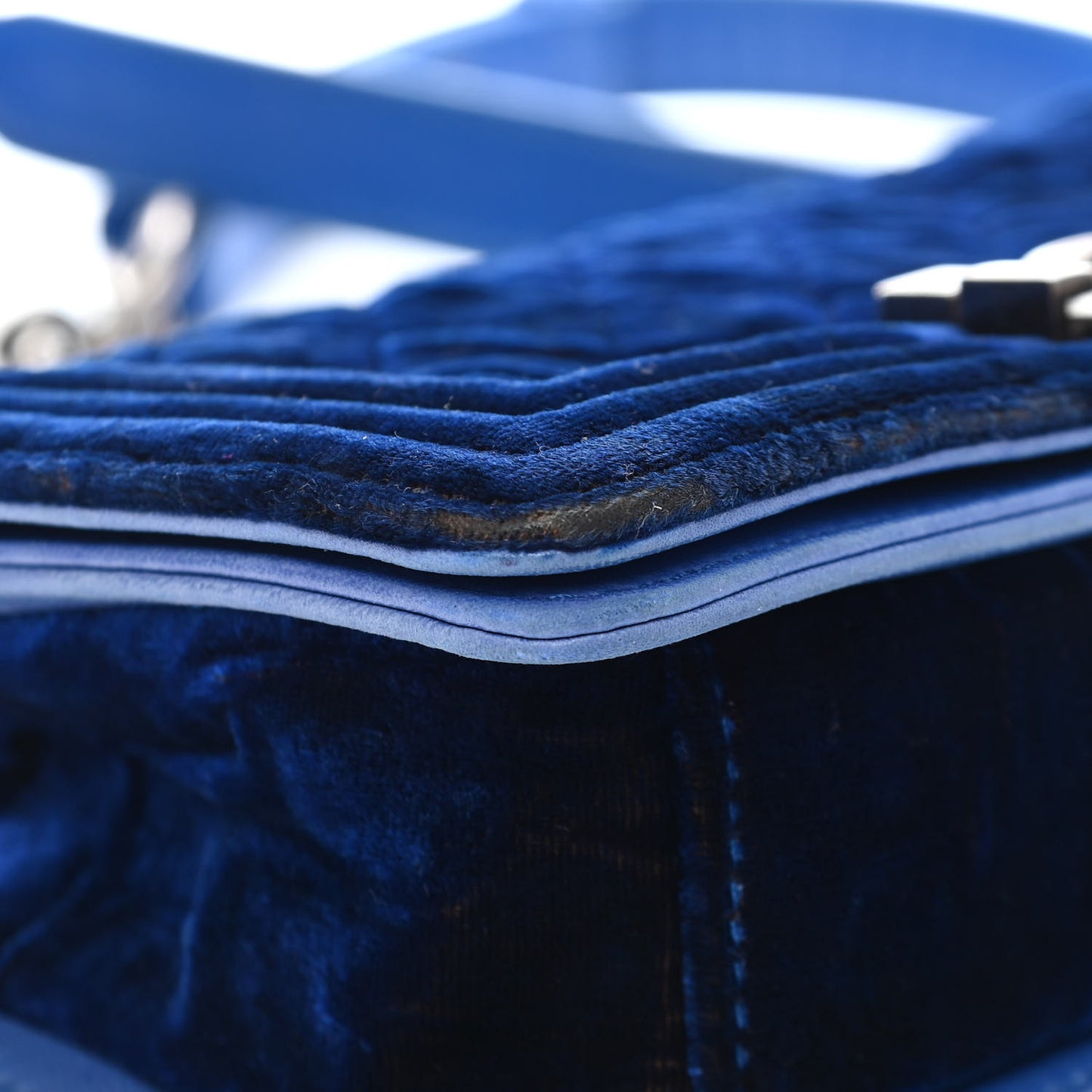 Velvet Quilted Small Boy Flap Blue