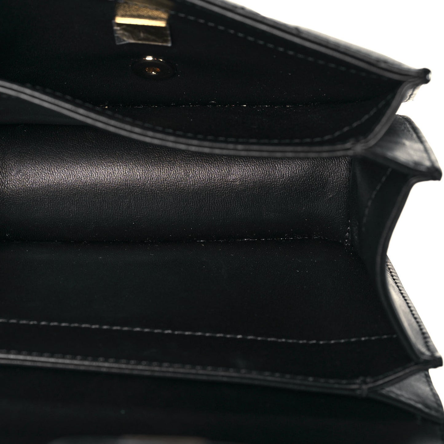 Calfskin Quilted Small Top Handle Flap Black