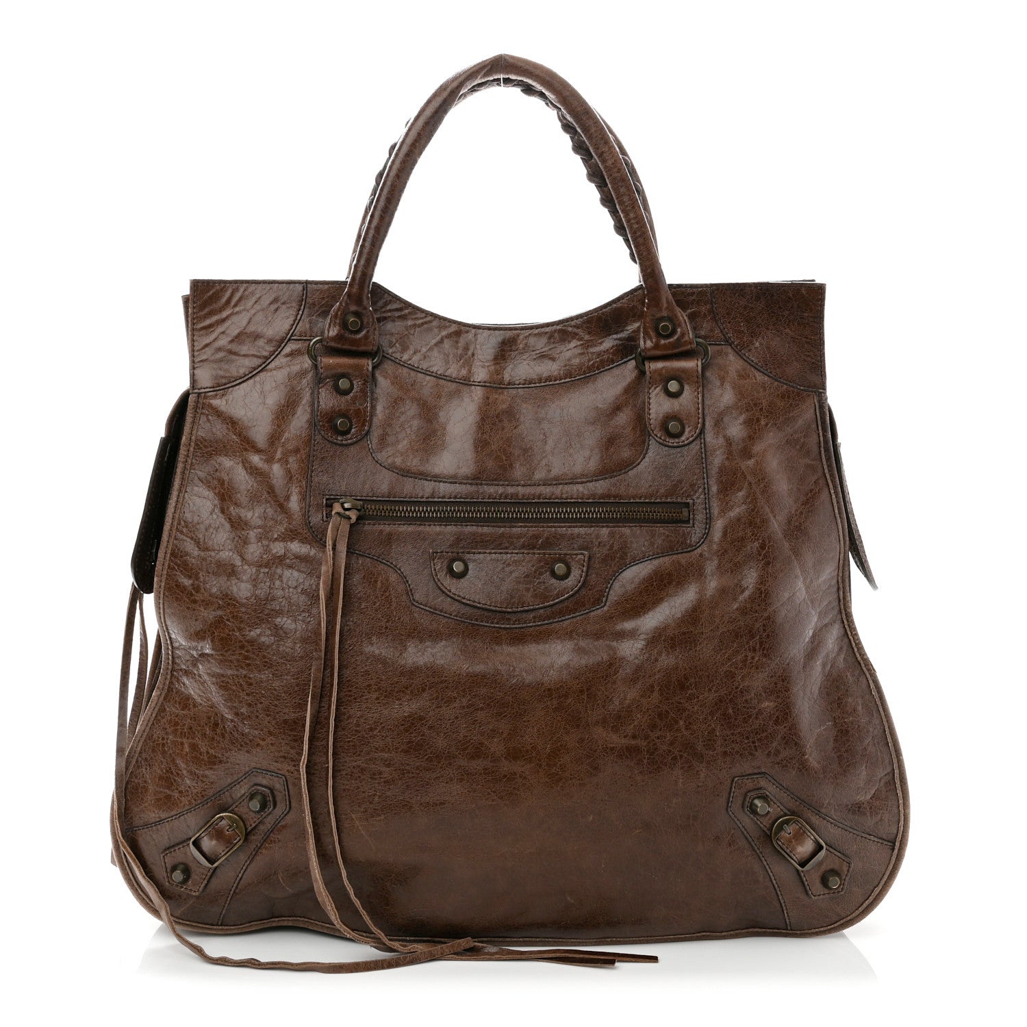 Balenciaga Chevre Classic Hardware Mid Afternoon Tote Truffle