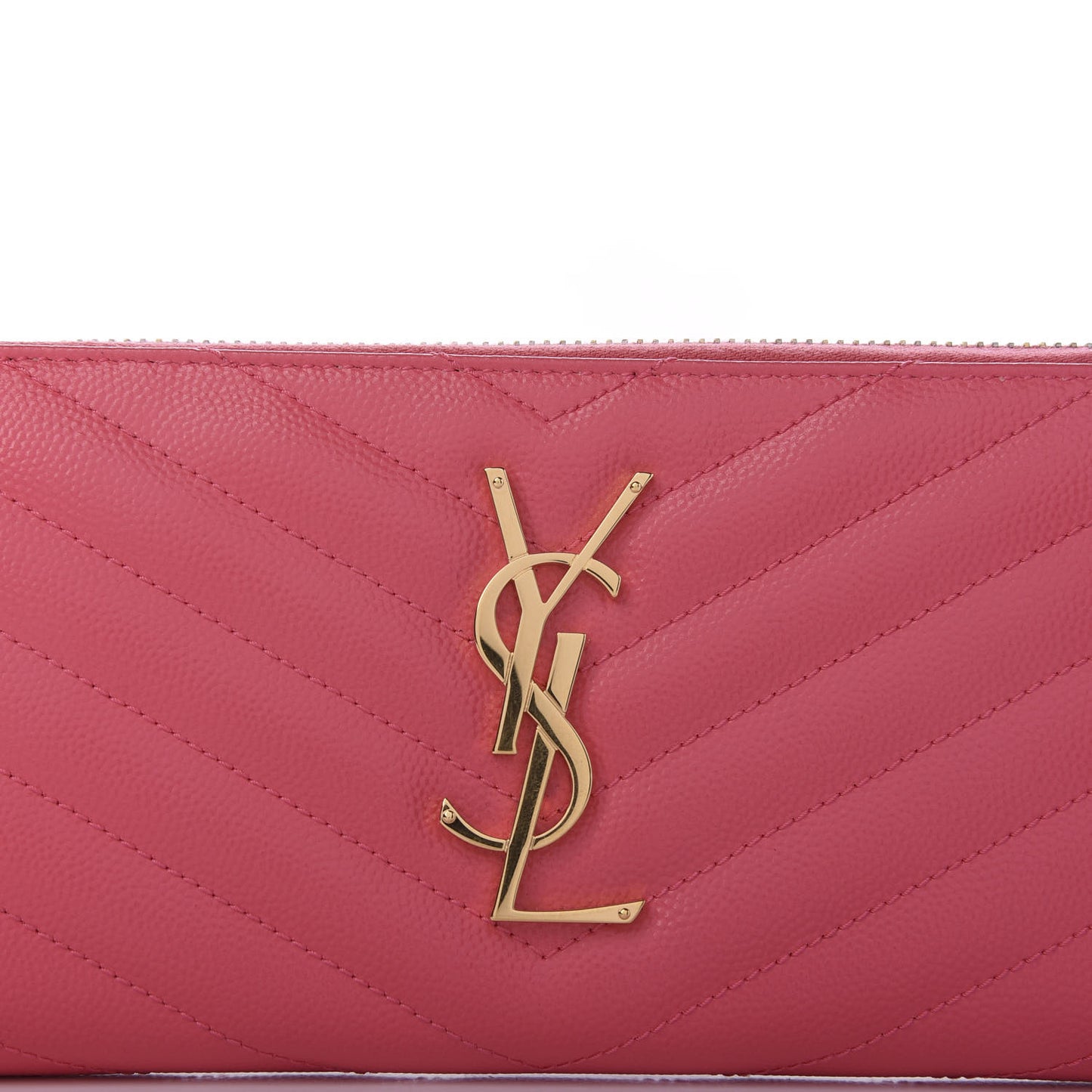 Grain De Poudre Matelasse Chevron Monogram Zip Around Wallet Bubblegum