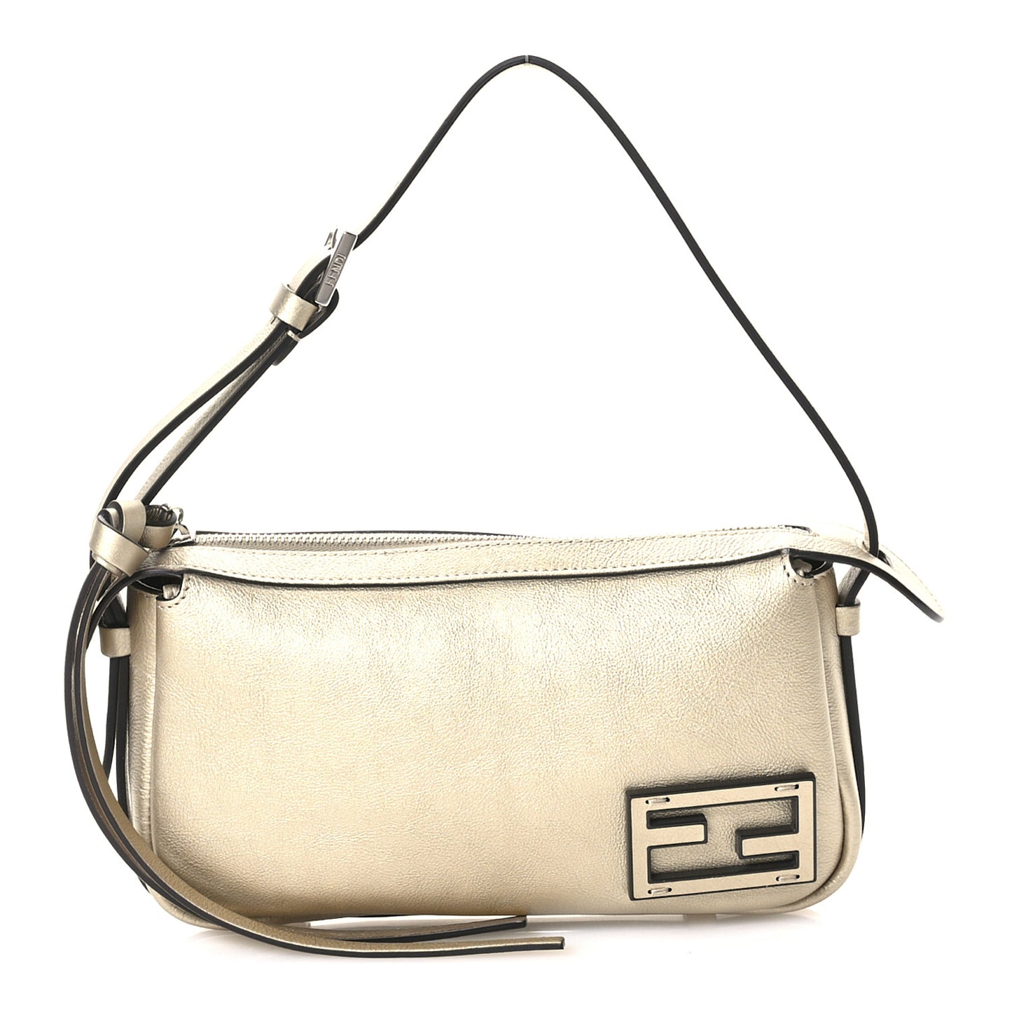 Vitello Laminato Mini Simply Fendi Shoulder Bag Platino