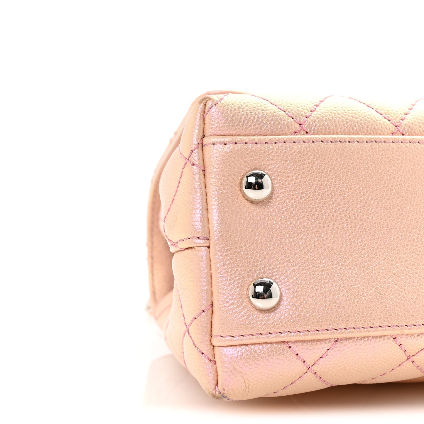 Iridescent Caviar Quilted Mini Coco Handle Flap Pink