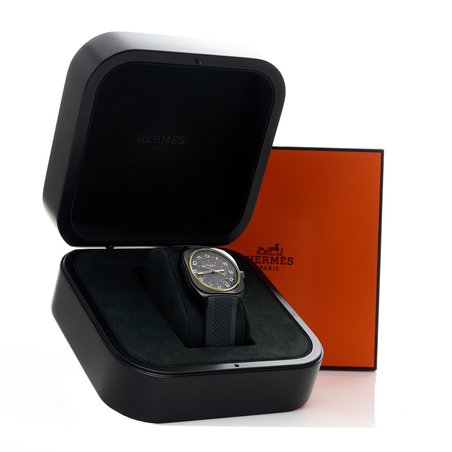 Hermes DLC Coated Titanium Rubber 39mm H08 Automatic Watch Noir 5 of 5