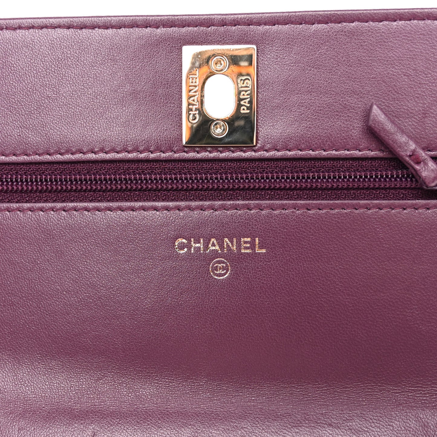 Lambskin Quilted Trendy CC Wallet On Chain WOC Purple