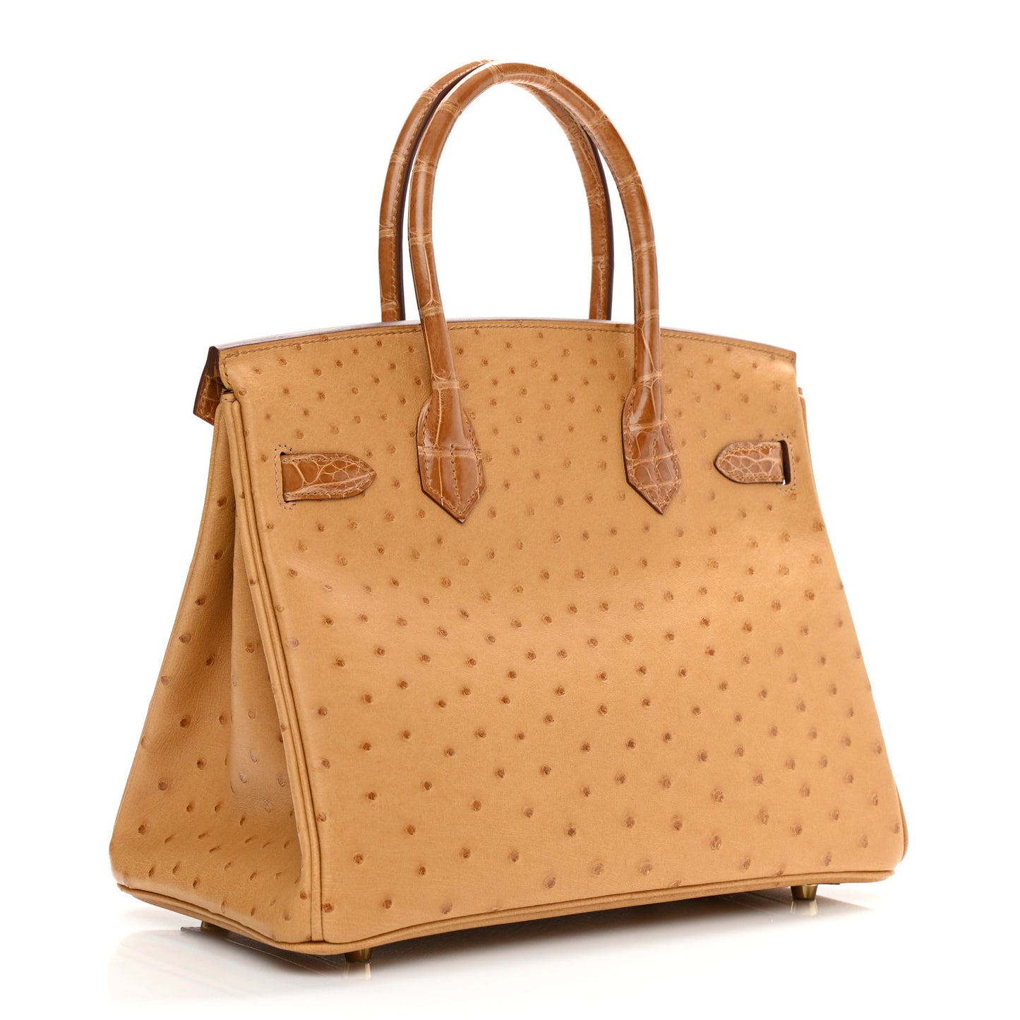 Ostrich Shiny Alligator Birkin Touch 30 Saffron