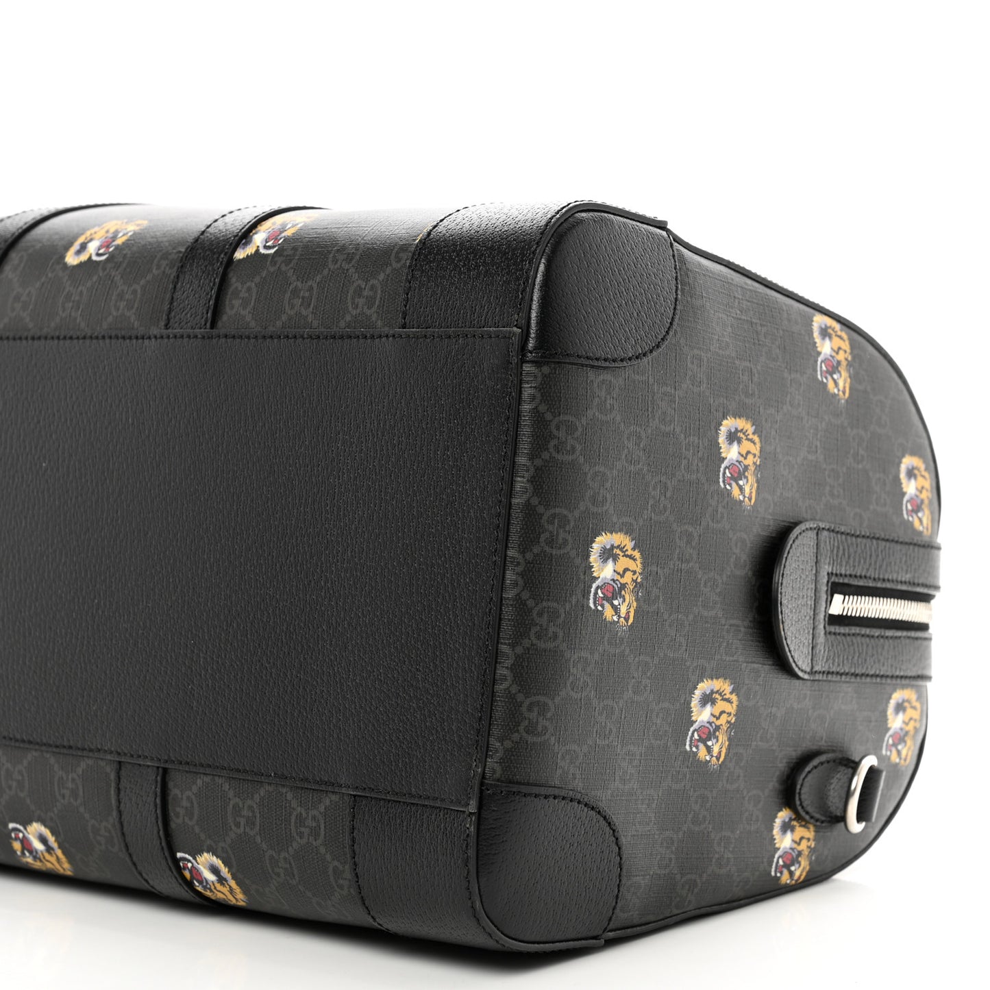 GG Supremem Monogram Tiger Face Textured Dollar Calfskin Large Retro Interlocking G Duffle Bag Black Multicolor