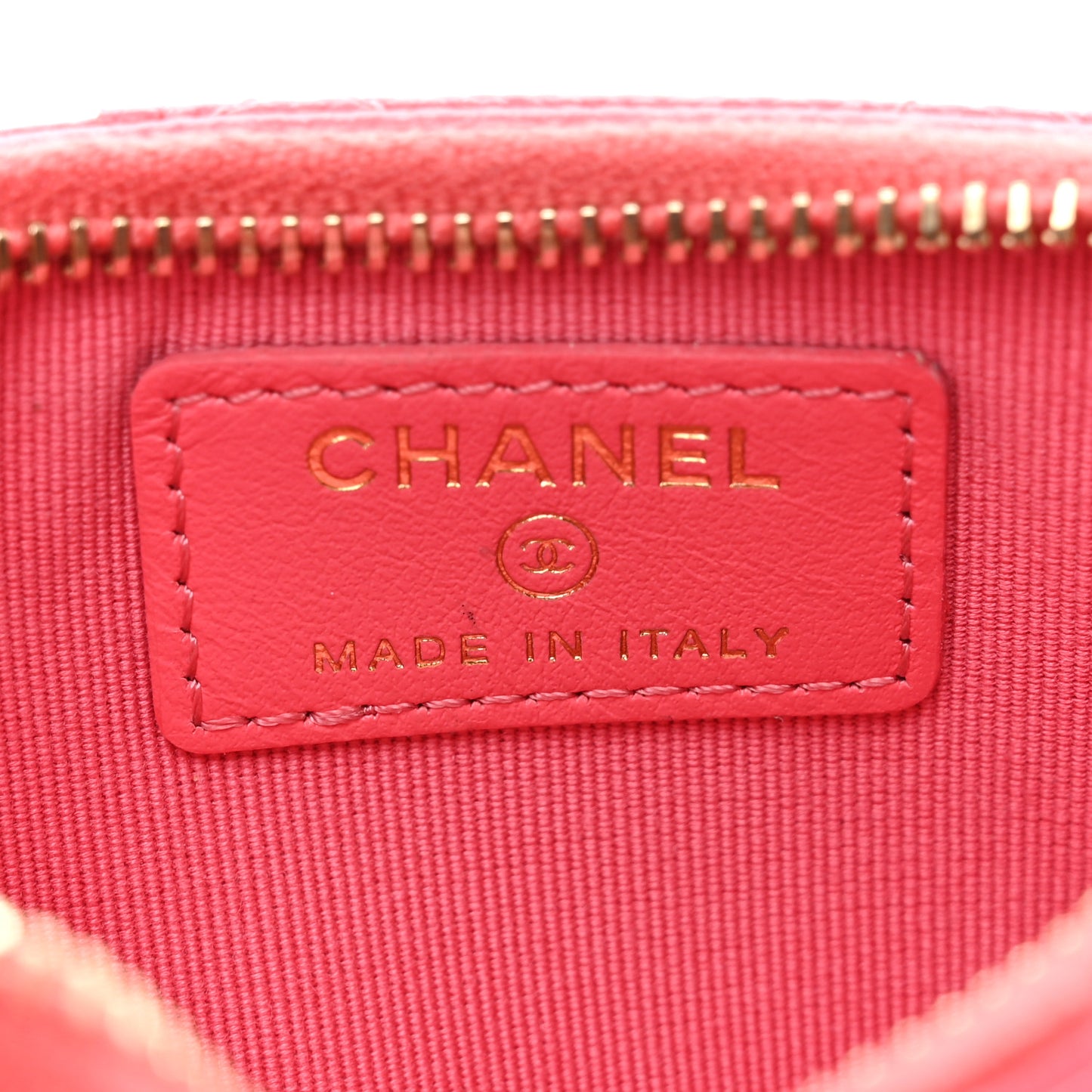 Caviar Quilted Flap Zip Card Holder Dark Pink