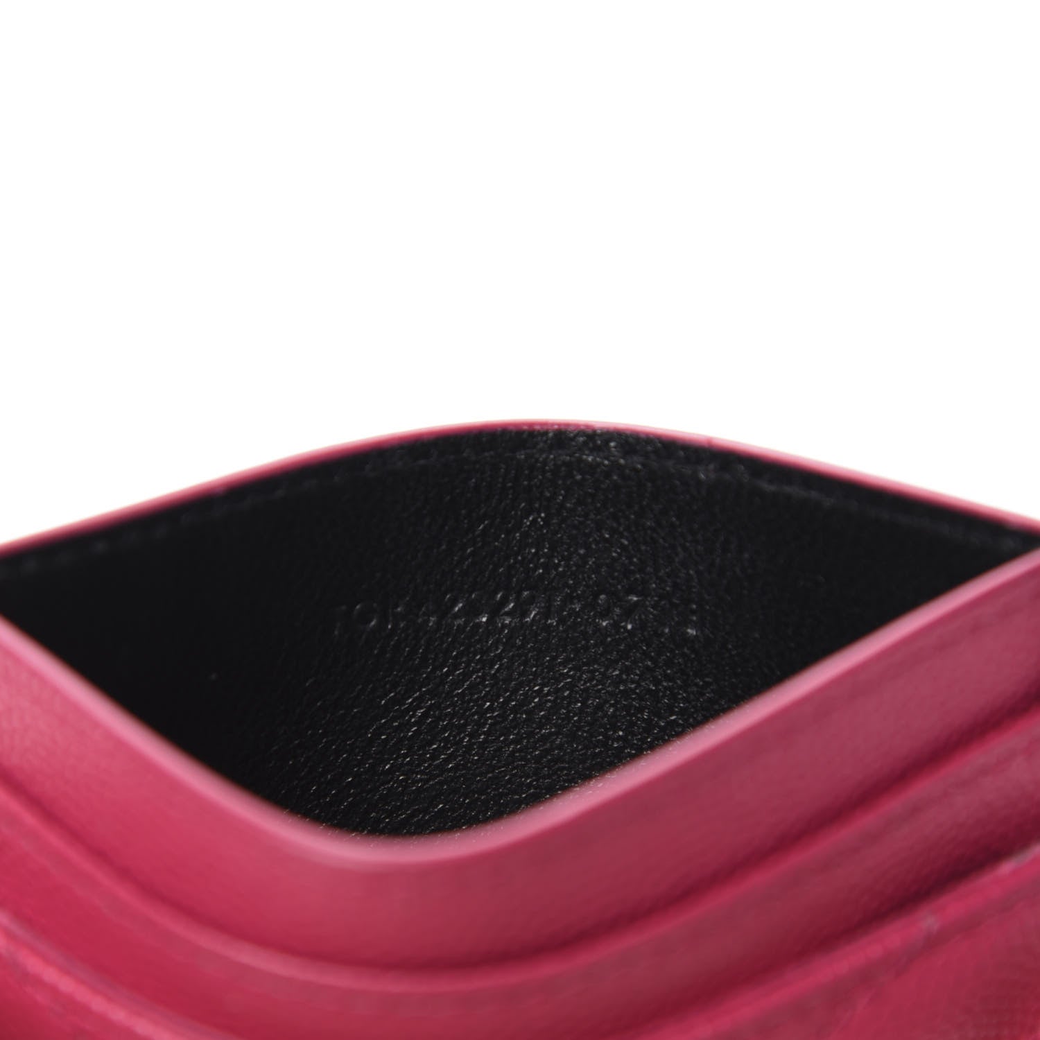 Saint Laurent Grain De Poudre Matelasse Chevron Monogram Credit Card Case Fresh Fuxia 9 of 9