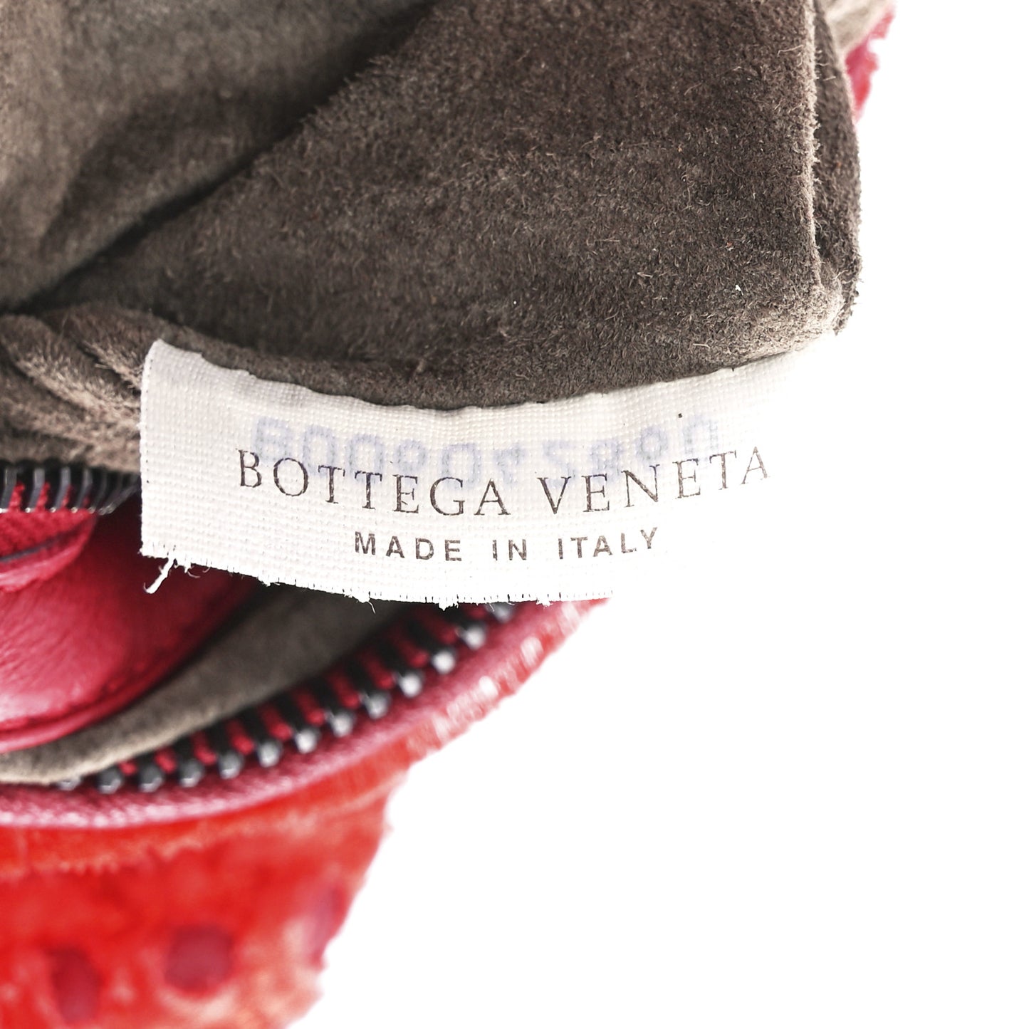 Nappa Fabric Intrecciato Large Distressed Fringe Veneta Hobo Red