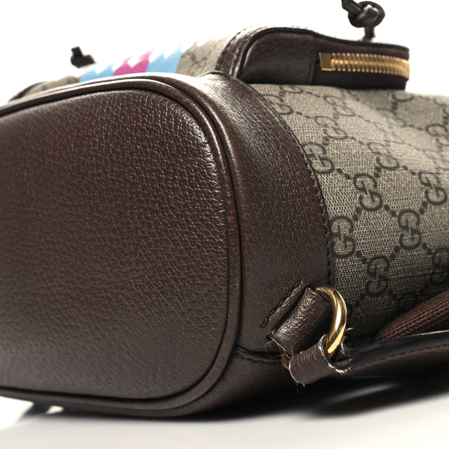 GG Supreme Monogram Equestrian Textured Dollar Calfskin Retro Interlocking G Buckle Backpack Beige Ebony Multicolor New Acero