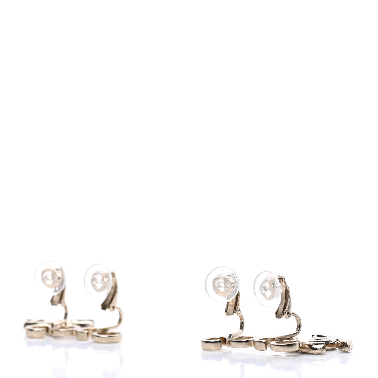 Metal Pearl CC Coco Climber Clip On Earrings Gold
