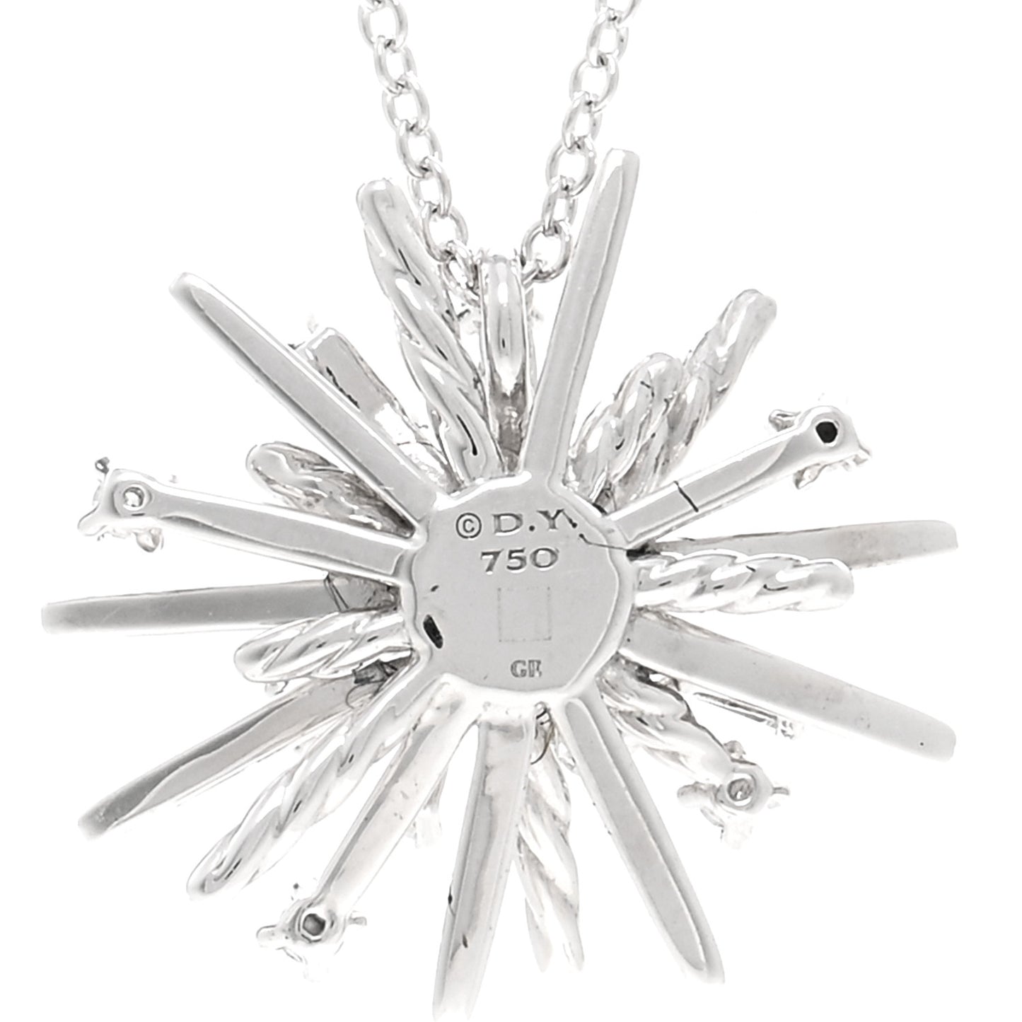 18K White Gold Diamond Small Supernova Pendant Necklace