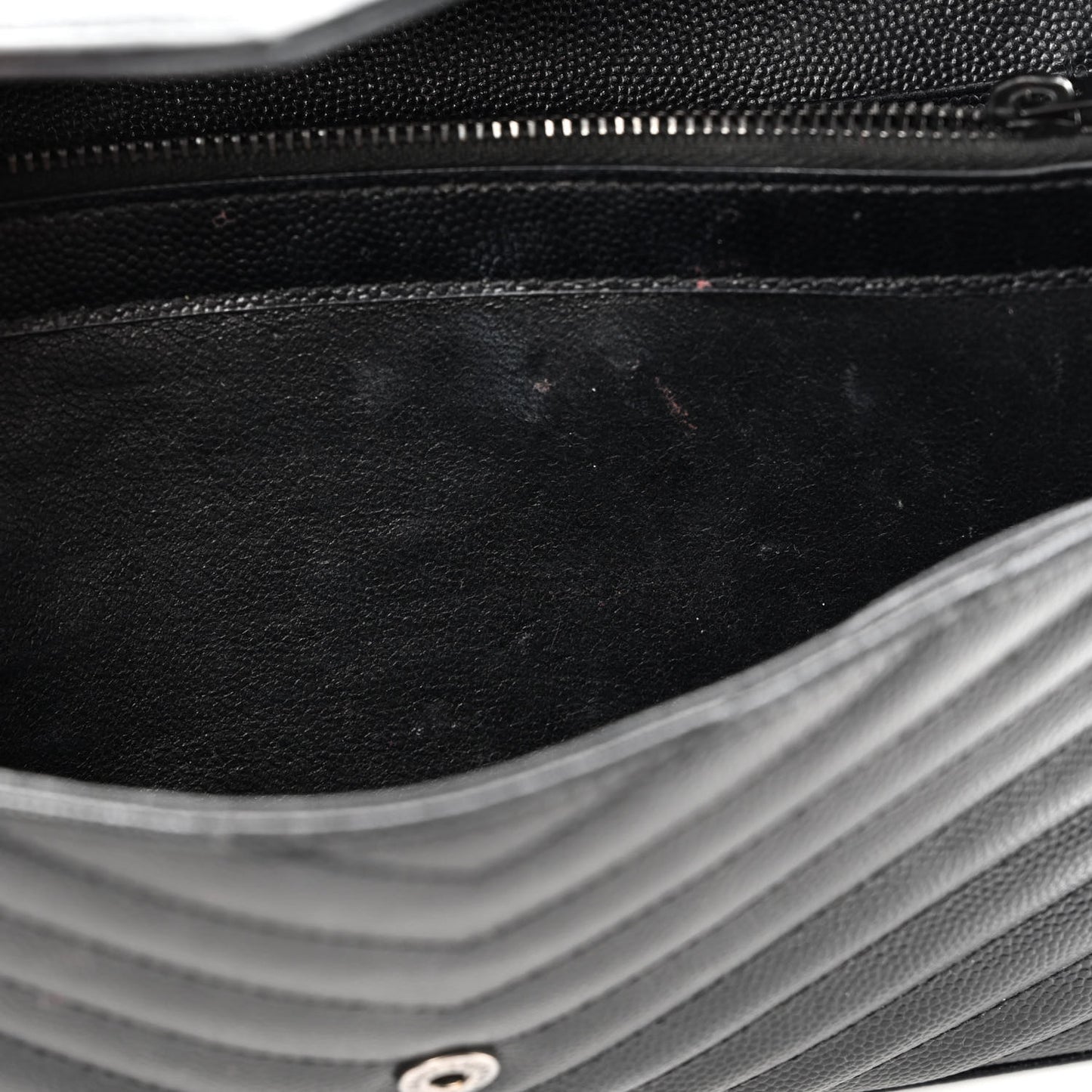 Grain De Poudre Matelasse Chevron Monogram Monochrome Chain Wallet Black