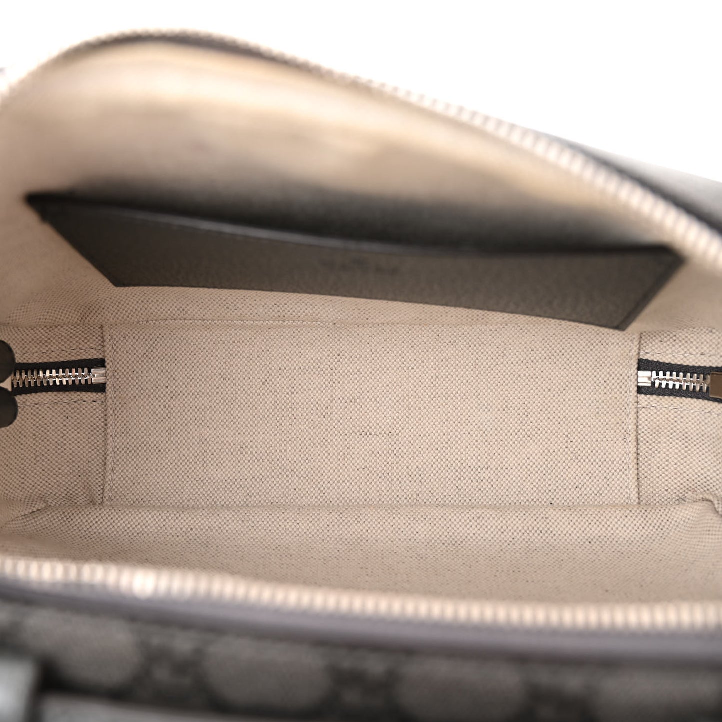 GG Supreme Monogram Textured Dollar Calfskin Small Ophidia Top Handle Shoulder Grey Black Graphite Grey