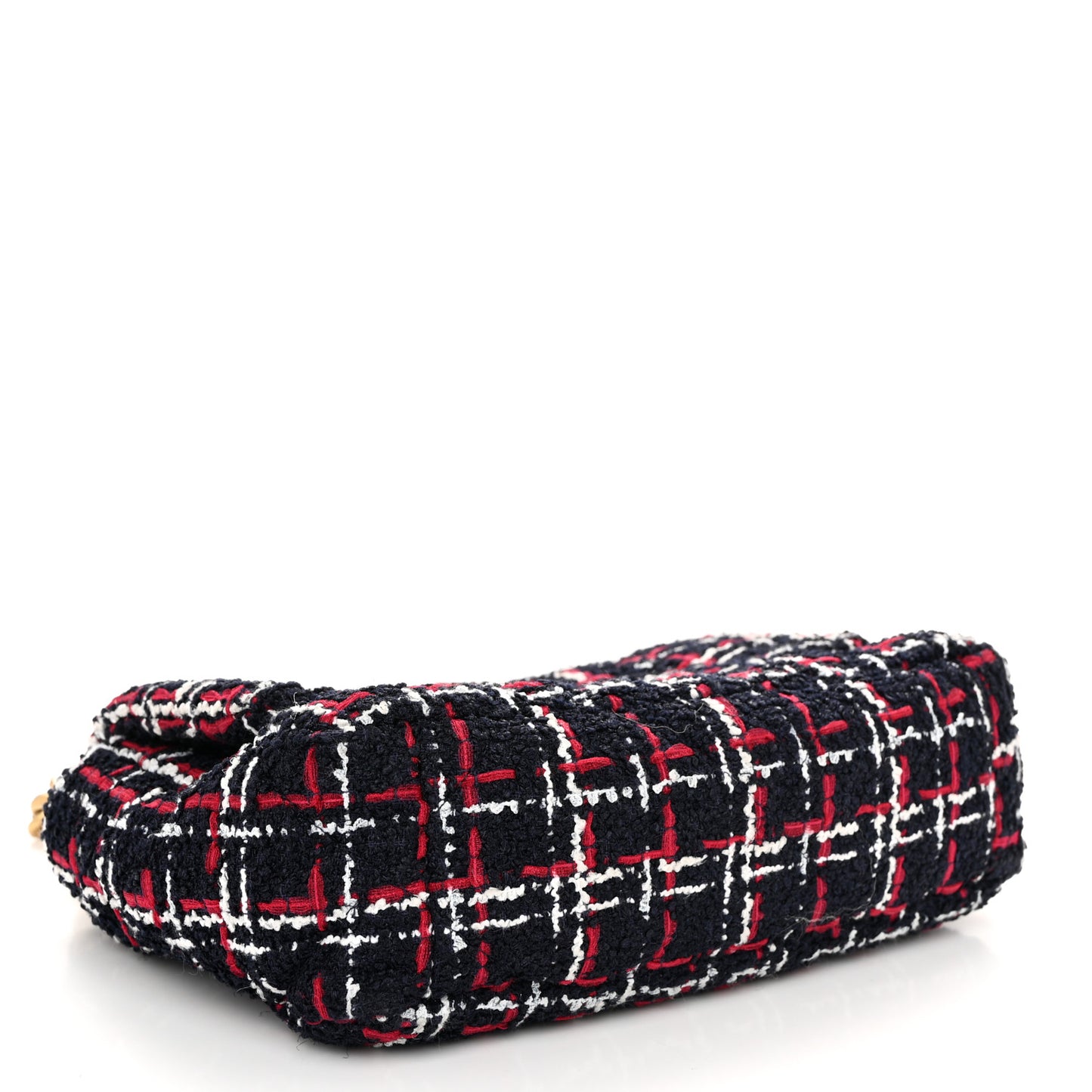 Tweed Quilted Medium Chanel 19 Flap Navy Blue White Red