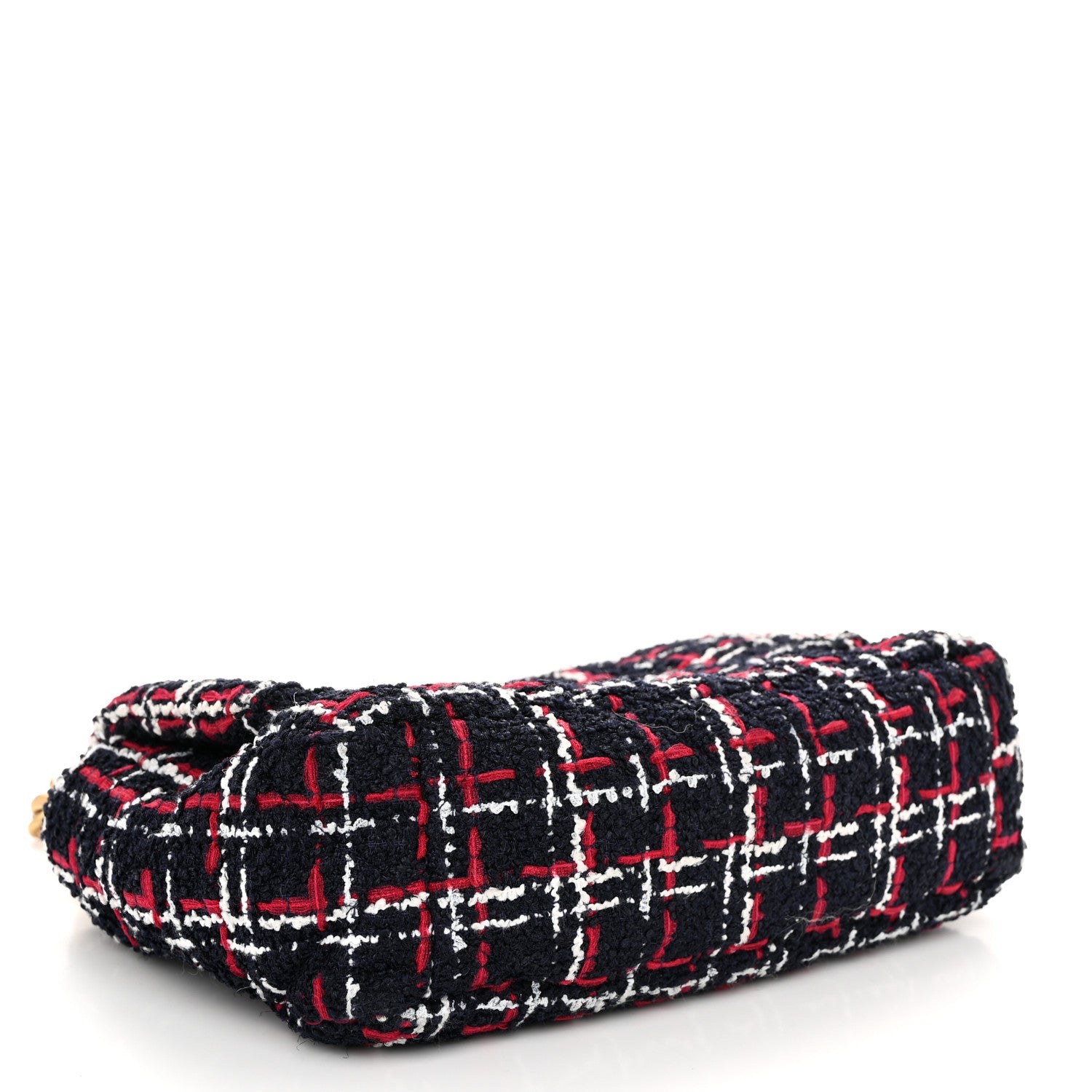 Chanel Tweed Quilted Medium Chanel 19 Flap Navy Blue White Red 4 of 10