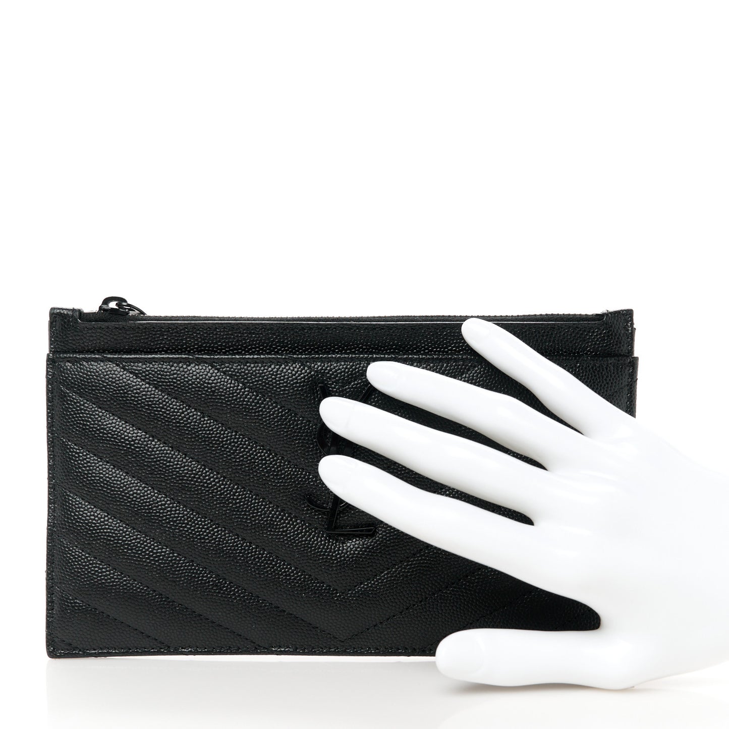 Grain De Poudre Chevron Monogram Monochrome Bill Pouch Black