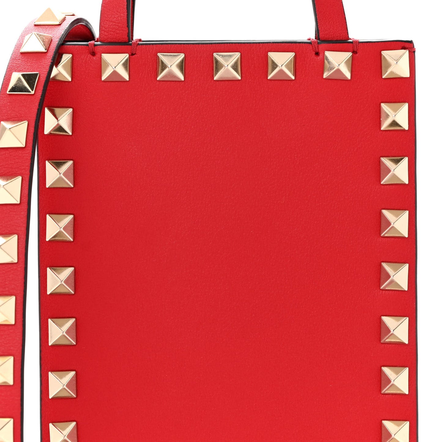 Calfskin Rockstud Phone Holder Red