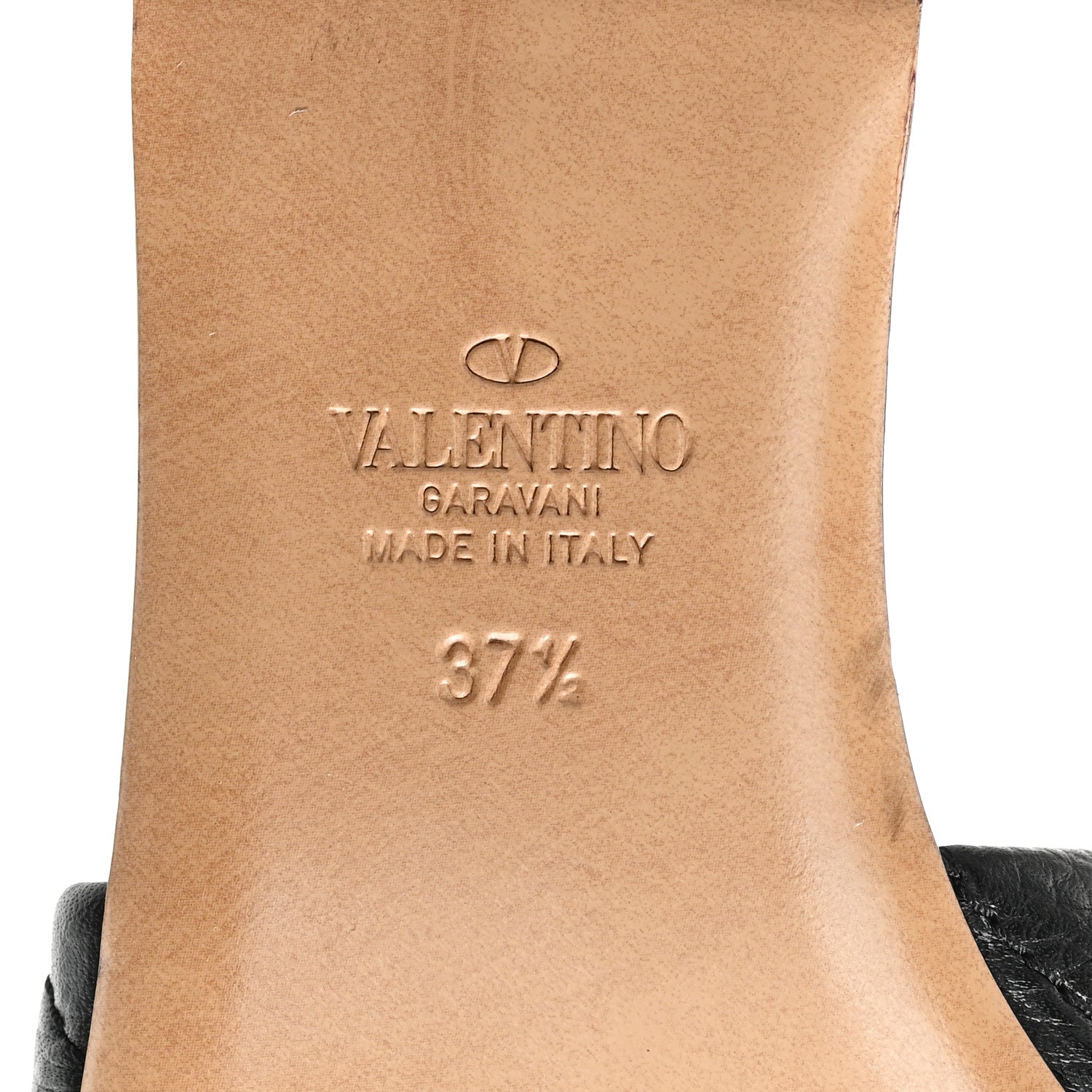 Valentino Garavani Pebbled Calfskin Roman Stud Flat Slide Sandals 37.5 Black 7 of 10