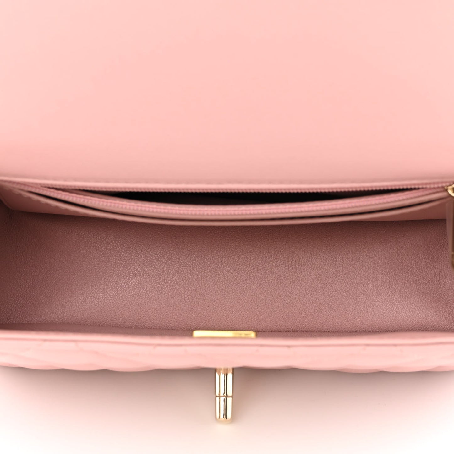 Lambskin Quilted Mini Top Handle Rectangular Flap Light Pink