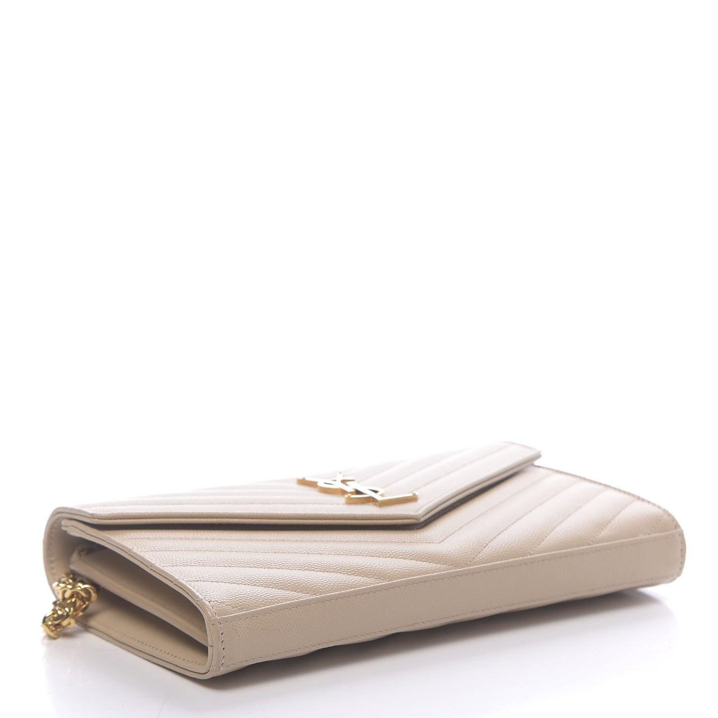 Grain De Poudre Matelasse Chevron Monogram Chain Wallet Nude Powder