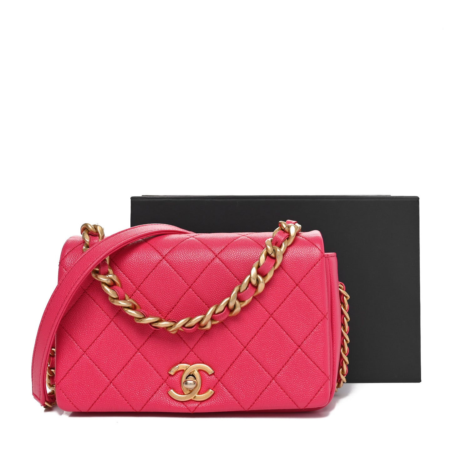 Caviar Quilted Small Fashion Therapy Flap Bag Dark Pink