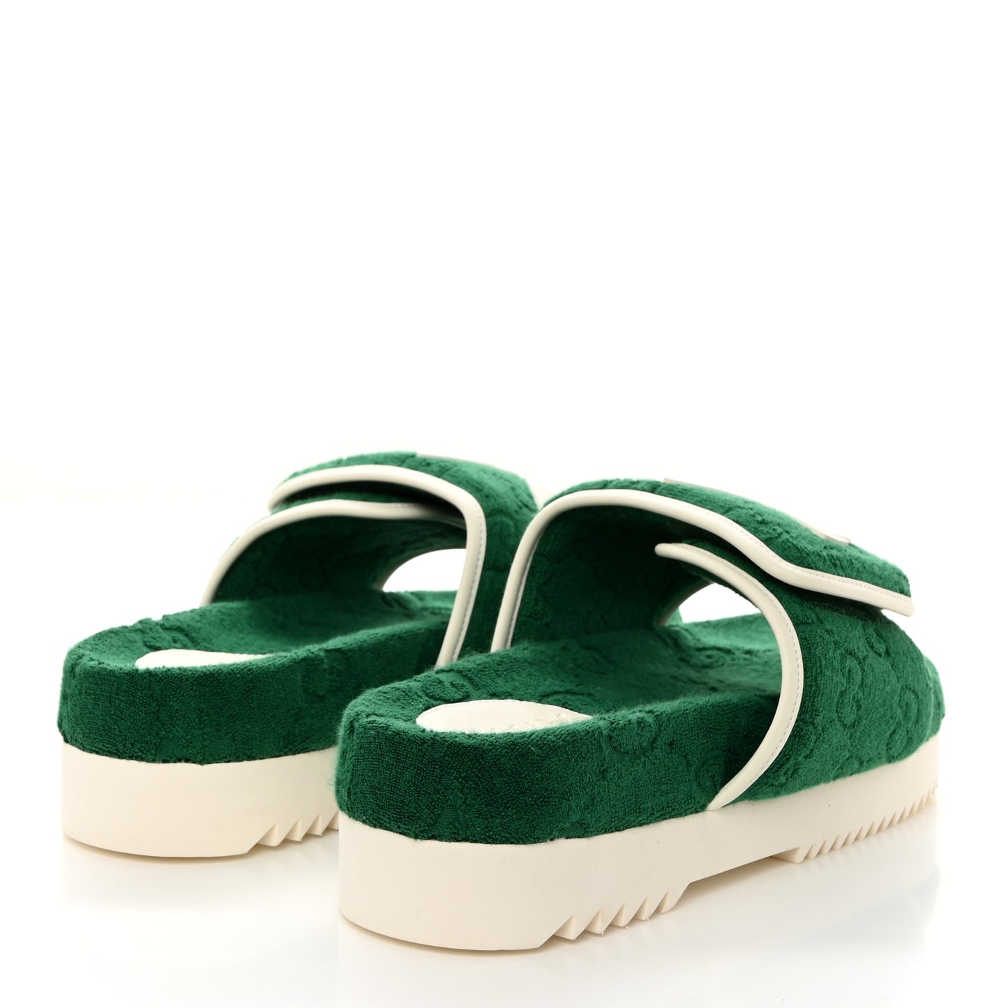 X ADIDAS Terry Cloth GG Monogram Mens Platform Sandals 8 Green