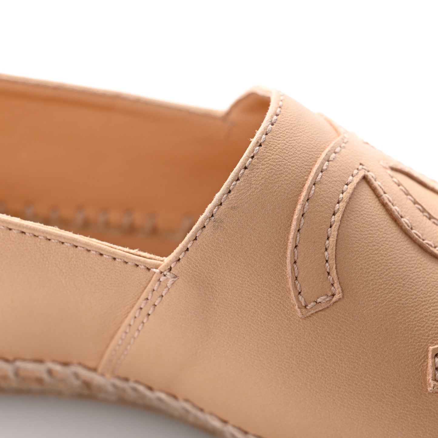 Lambskin CC Espadrilles 35 Beige Black