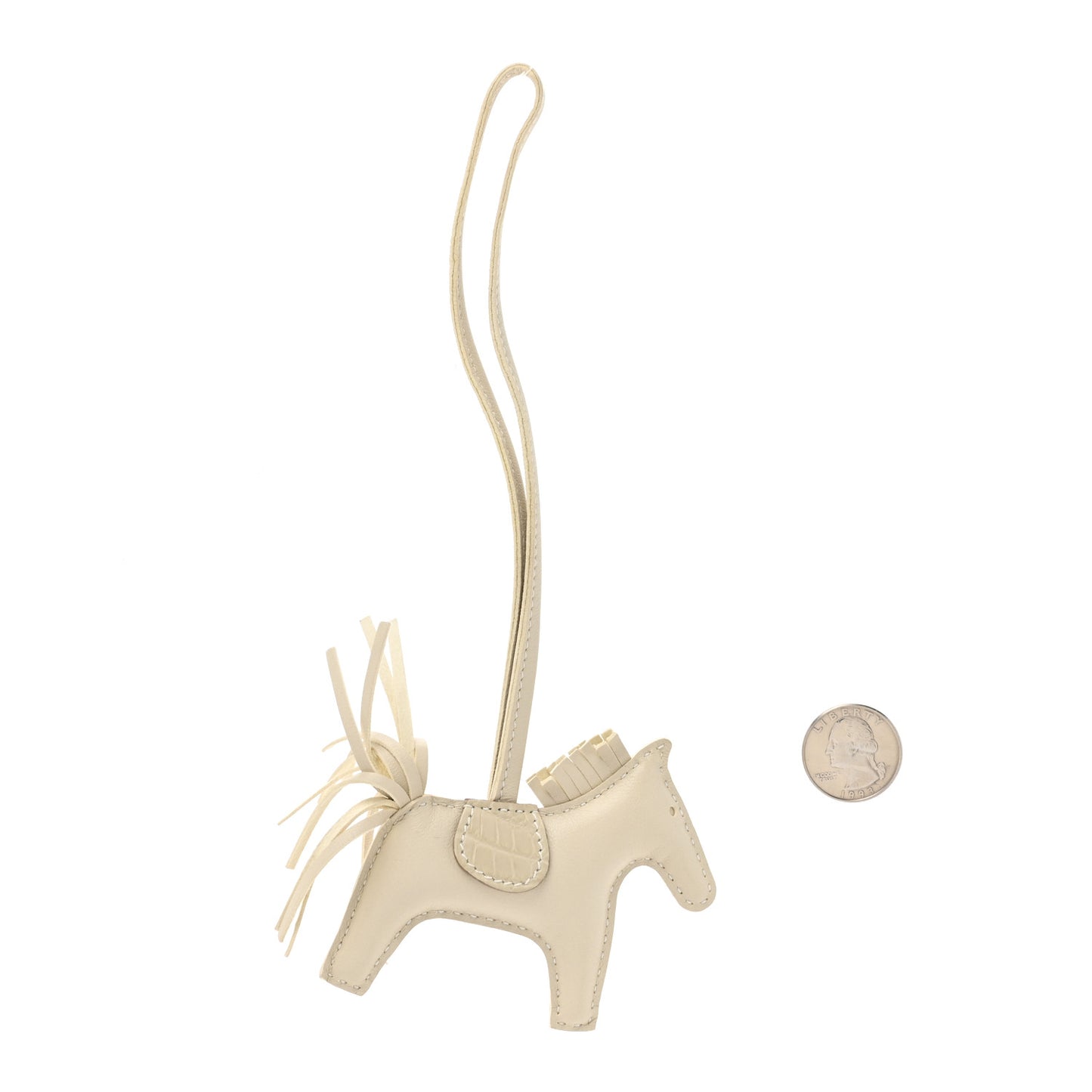 Milo Lambskin Matte Alligator Touch Grigri Rodeo Horse Bag Charm PM Craie