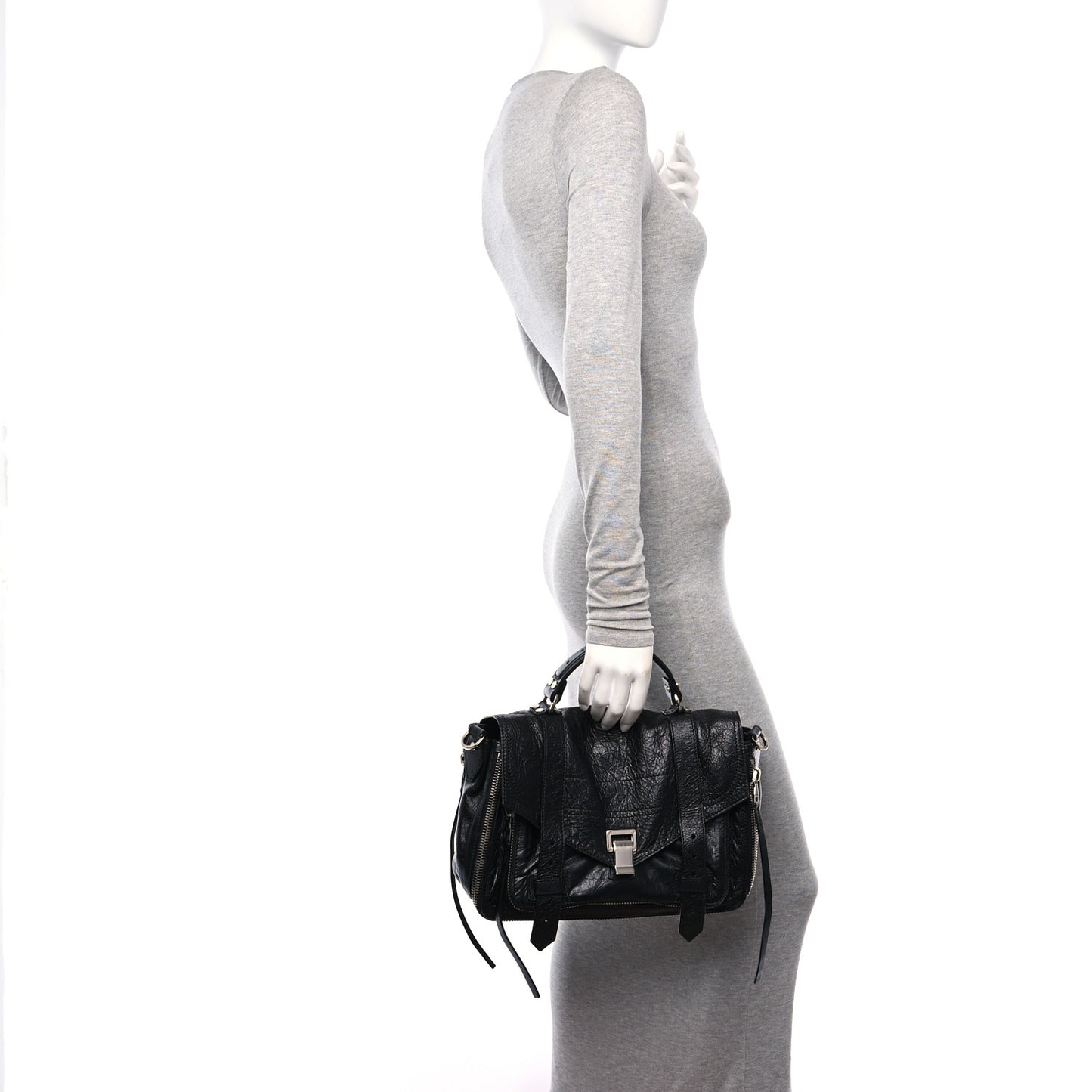 Lambskin Medium PS1 Plus Zip Satchel Black