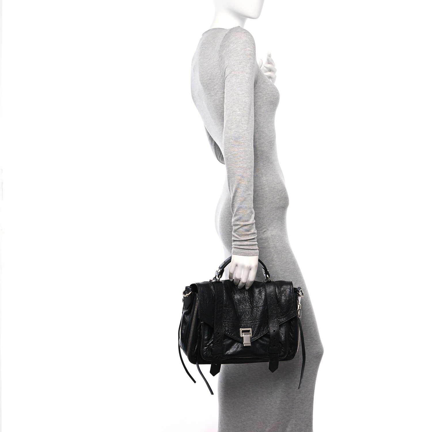 Proenza Schouler Lambskin Medium PS1 Plus Zip Satchel Black 2 of 9