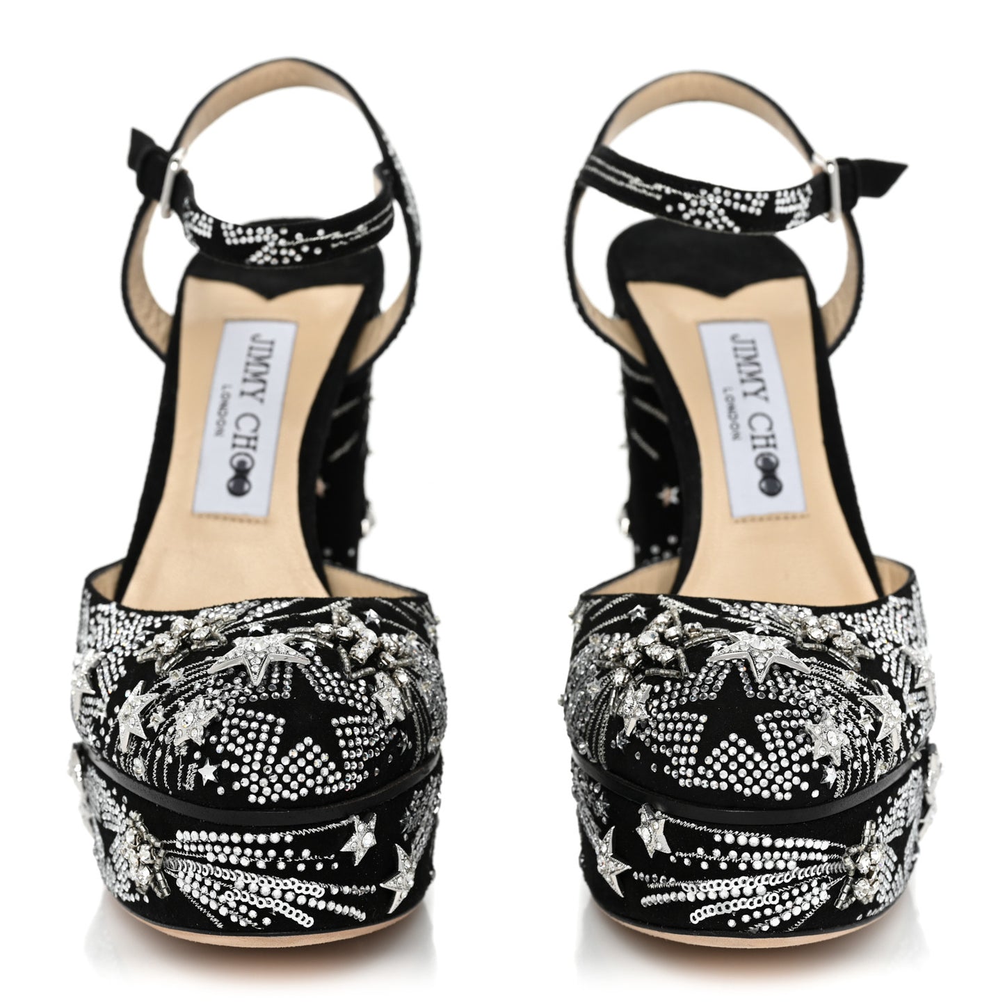 Suede Crystal Supernova Maple 125 Platform Pumps 36 Black