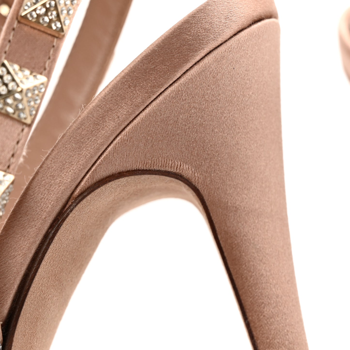 Crystal Embellished Rockstud Ankle Strap 100mm Pumps 41 Silver Rose Canalle
