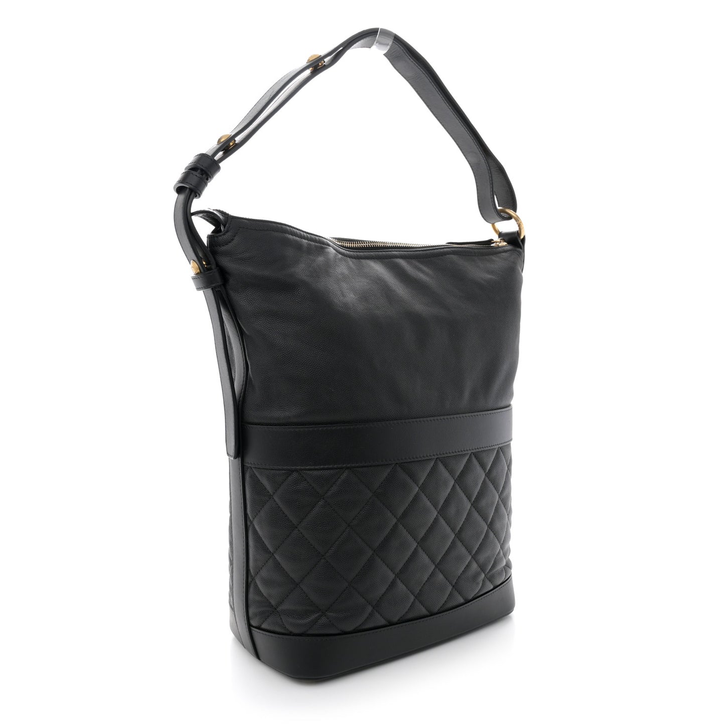 Caviar Lambskin Quilted Casual Style Hobo Black
