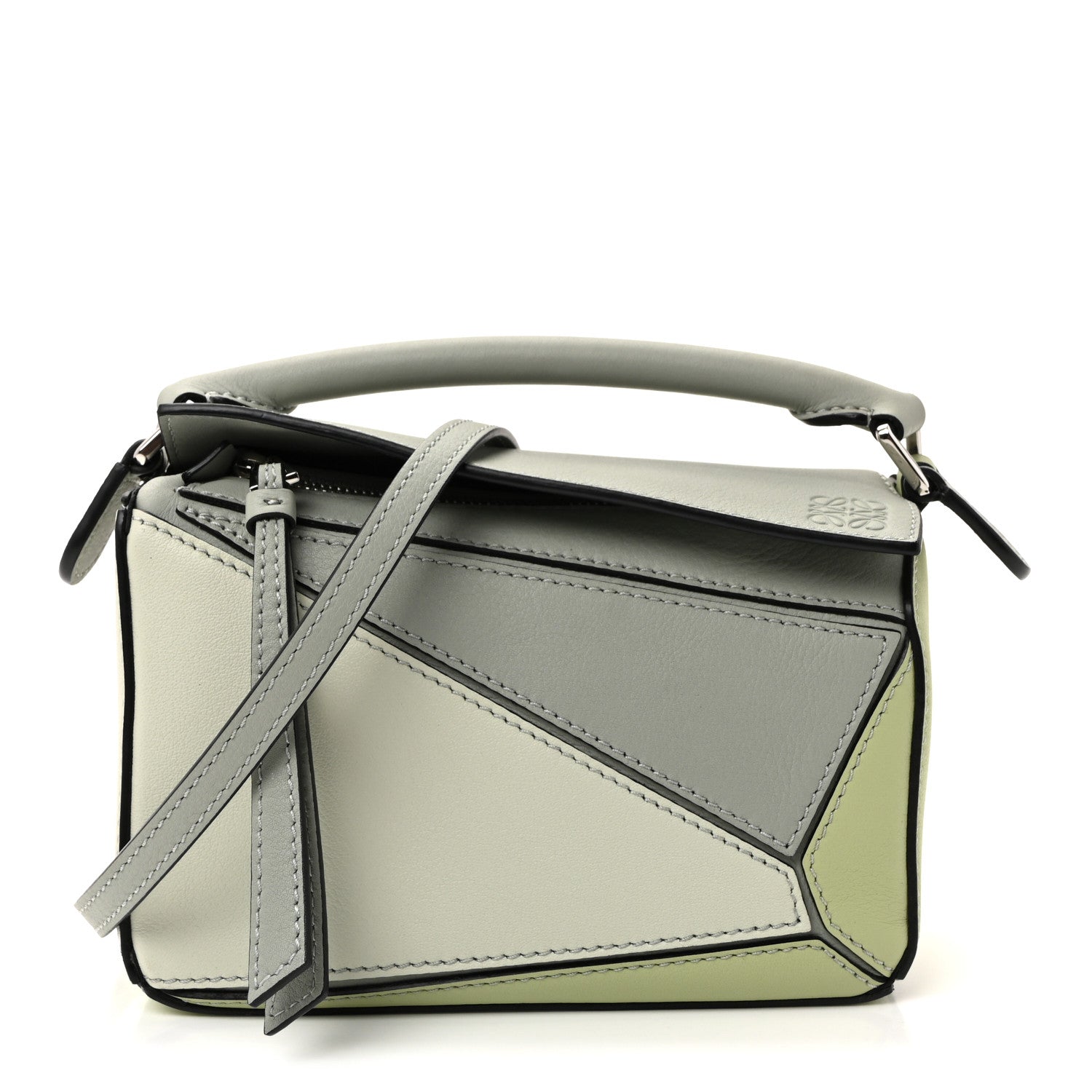 Loewe Calfskin Mini Puzzle Bag Ash Grey Light Celadon 1811251
