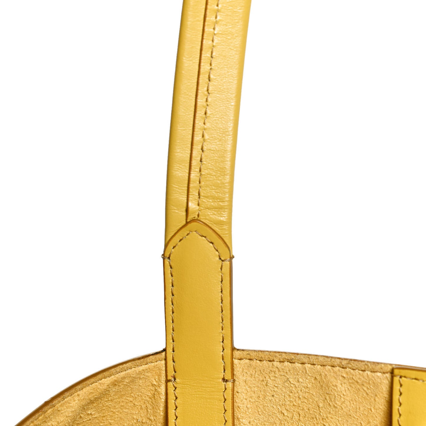 Calfskin Perforated Small East West Graphic T Tote Citron