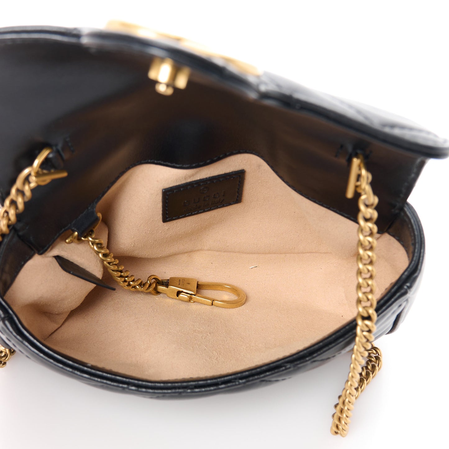 Calfskin Matelasse Super Mini GG Marmont Shoulder Bag Black