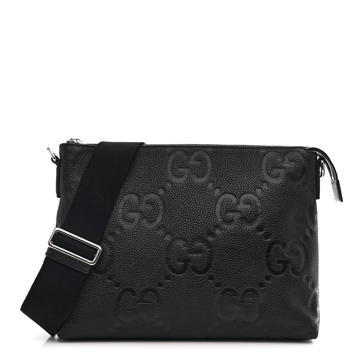 GUCCI レザーバッグ Gucci Piuma Calfskin Jumbo GG Embossed Medium Wristlet Messenger